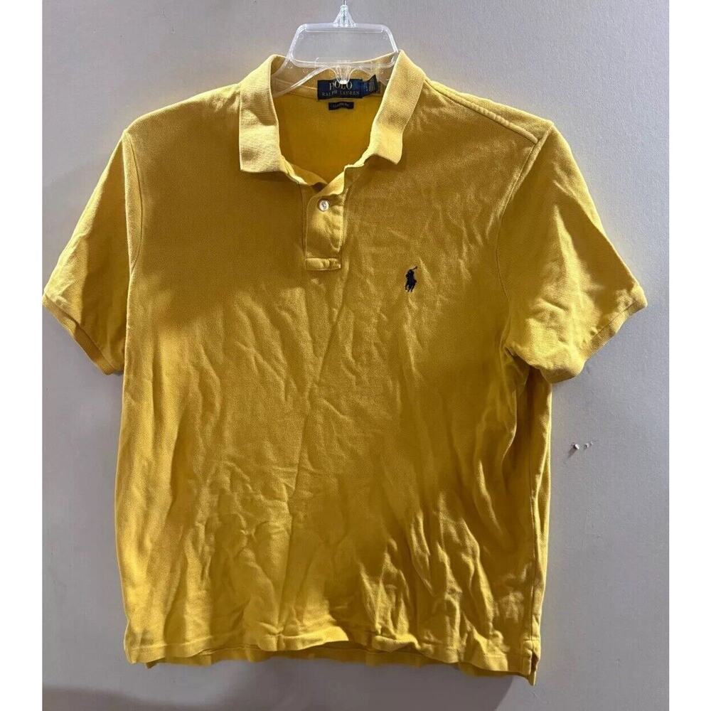 Polo Ralph Lauren Polo Shirt Mens Large Yellow Short Sleeve Collared Pony Logo